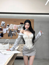 【25s Jul.】Hot Girl Bandeau Fishbone Top/ Hip Skirt