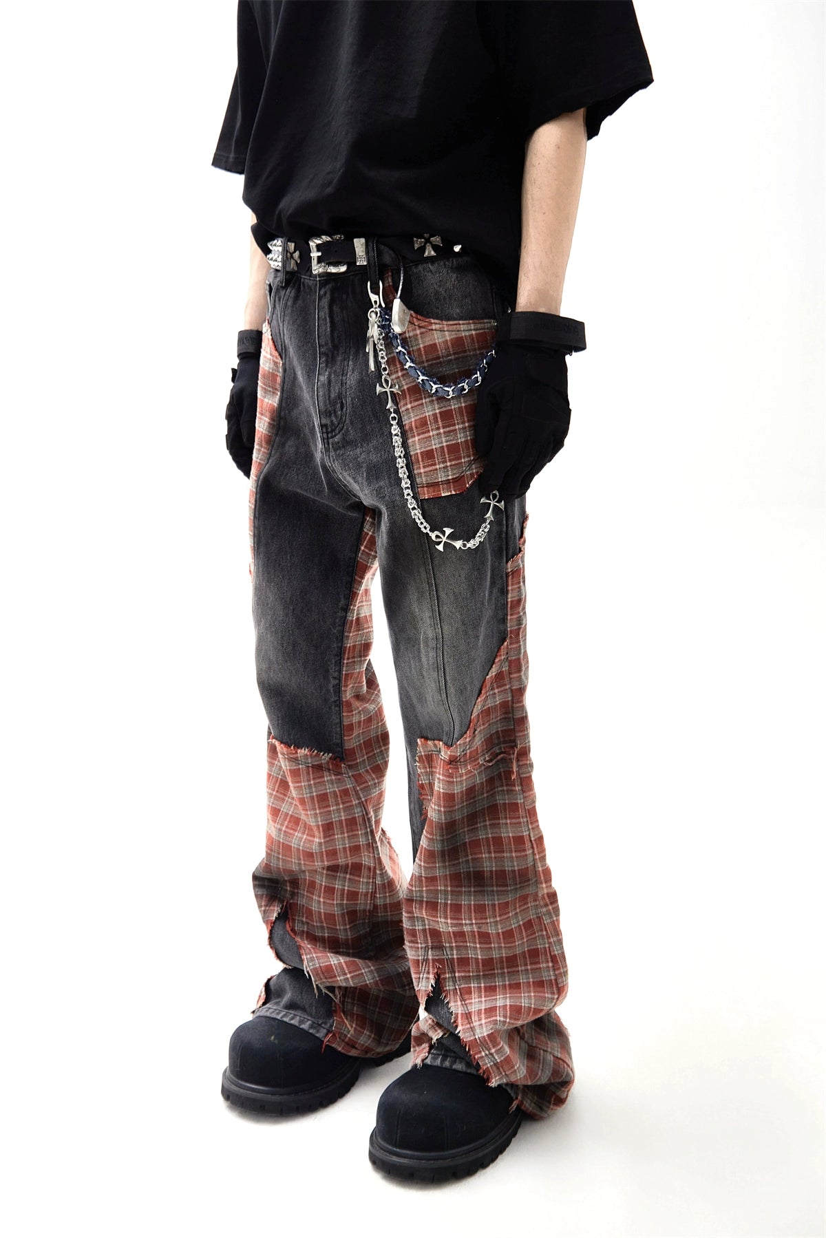 【25s Jul.】Plaid Panel Baggy Jeans
