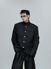 【25s Oct.】Stand-up Collar Stacked Panel Blazer