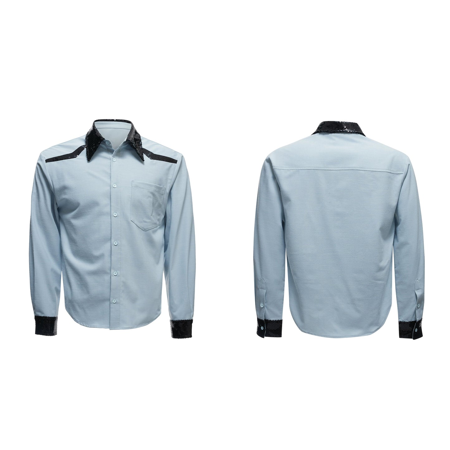 【25s Aug.】Sequined Contrast Lapel Shirt