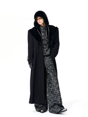 【25s Nov.】Elegant Long Trench Coat with Fur Collar