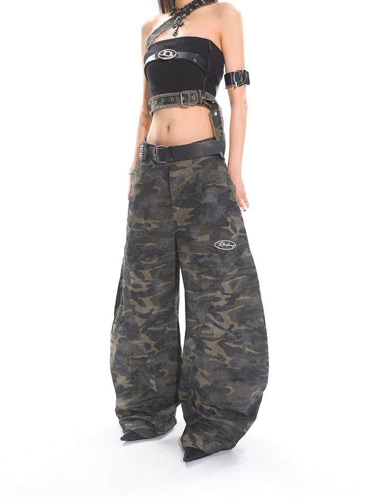 【25s Apr.】Washed Camouflage Scimitar Baggy Pants