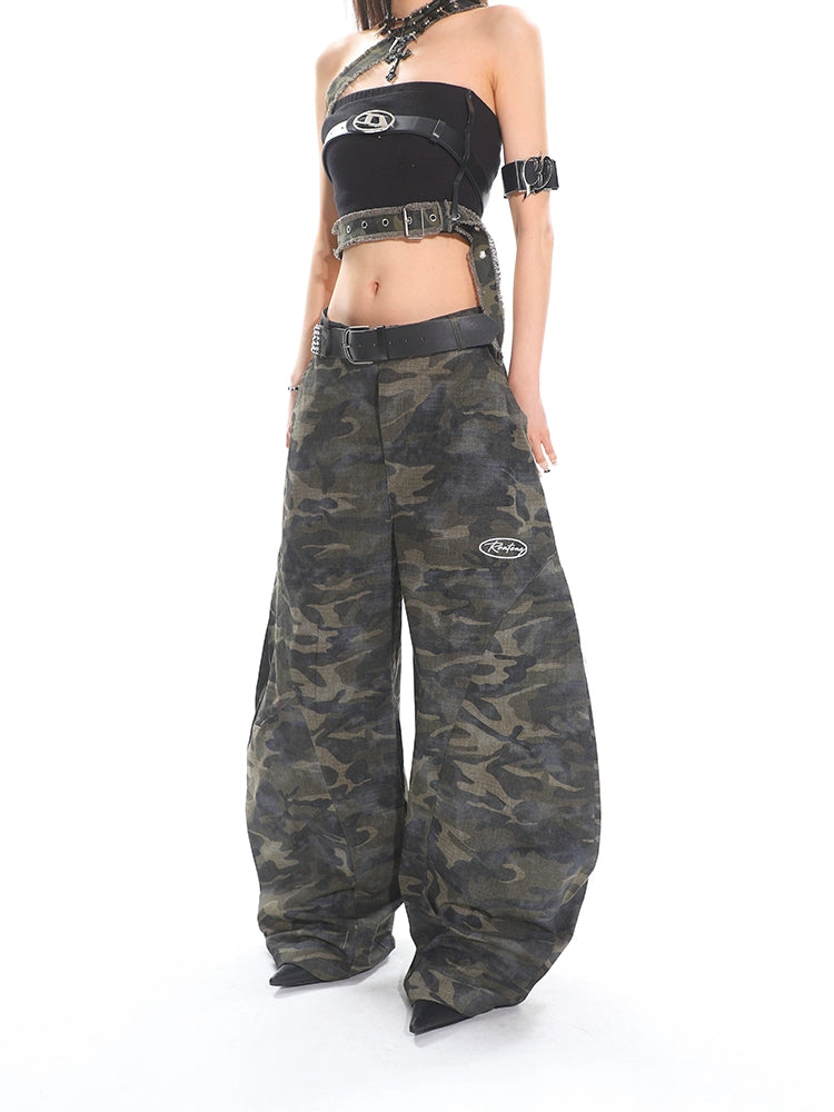 【25s Apr.】Washed Camouflage Scimitar Baggy Pants