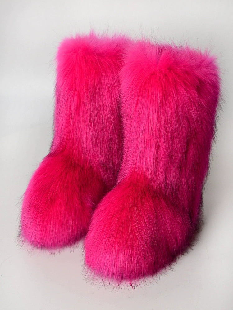 【24s Feb.】Furry Plush Mid-Tube Snow Boots