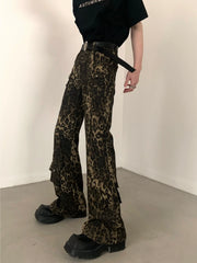 【24s Dec,】American Retro Leopard Print High Waist Flared Jeans ArtsKoreanMan