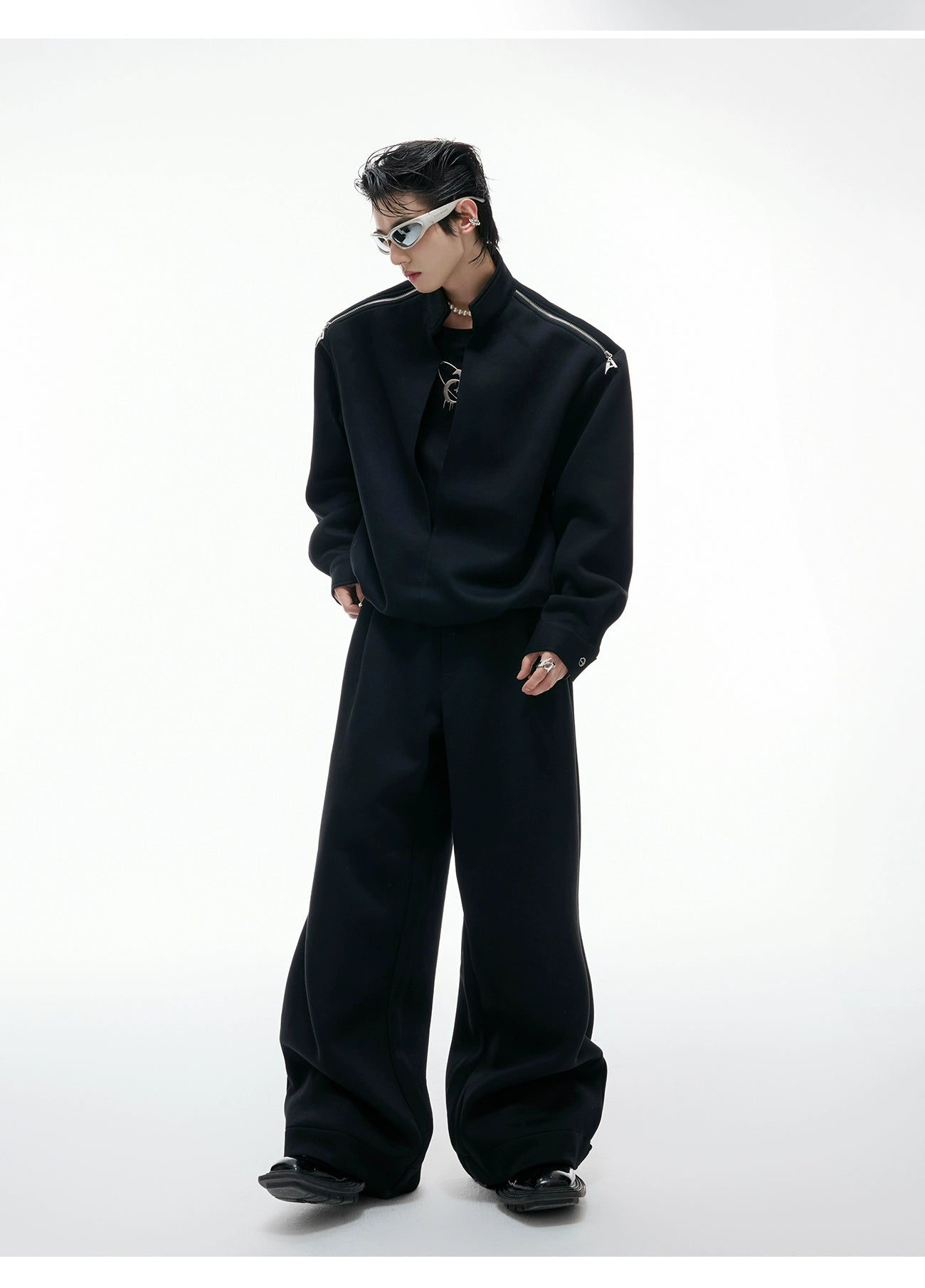 【25s Aug.】Faux Two-Piece Mock Neck Zip Hoodie & Sweatpants Set