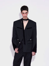 【26s Apr.】Deconstructed Stripe Panel V-Neck Tailored Jacket
