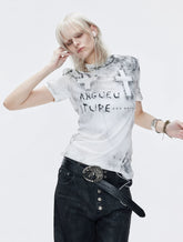 【26s May.】Distressed Cross Studded Slim Tee