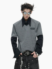 【26s Apr.】Contrast Stripe Convertible Layered Polo Shirt