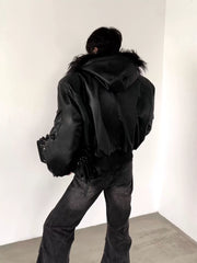 【25s Sep.】Punk Mountain Eagle Large Fur Collar Jacket