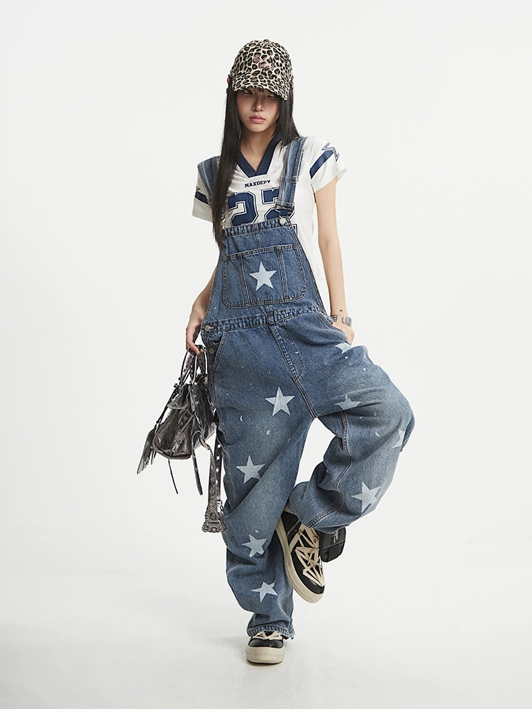 【25s Aug.】Star Embroidery Wide-Leg Denim Pants