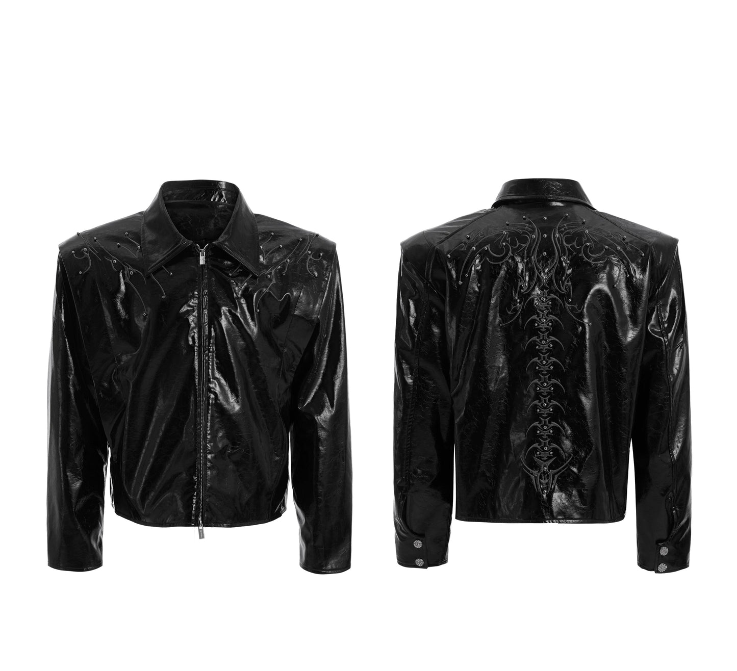 【25s Apr.】Shiny Studded Leather Jacket