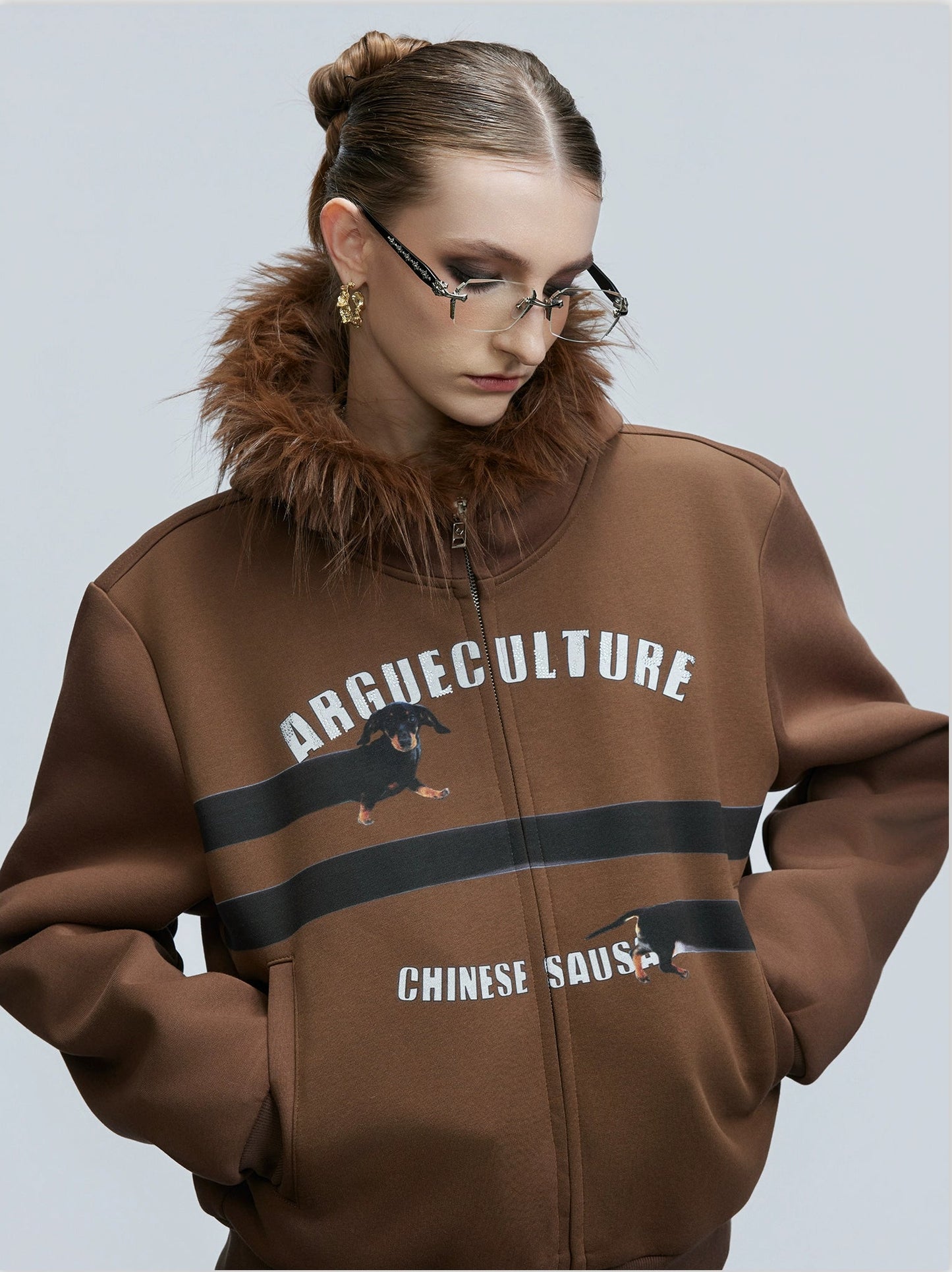 【25s Nov.】Elongated Dog* Vintage Fur Collar Hoodie