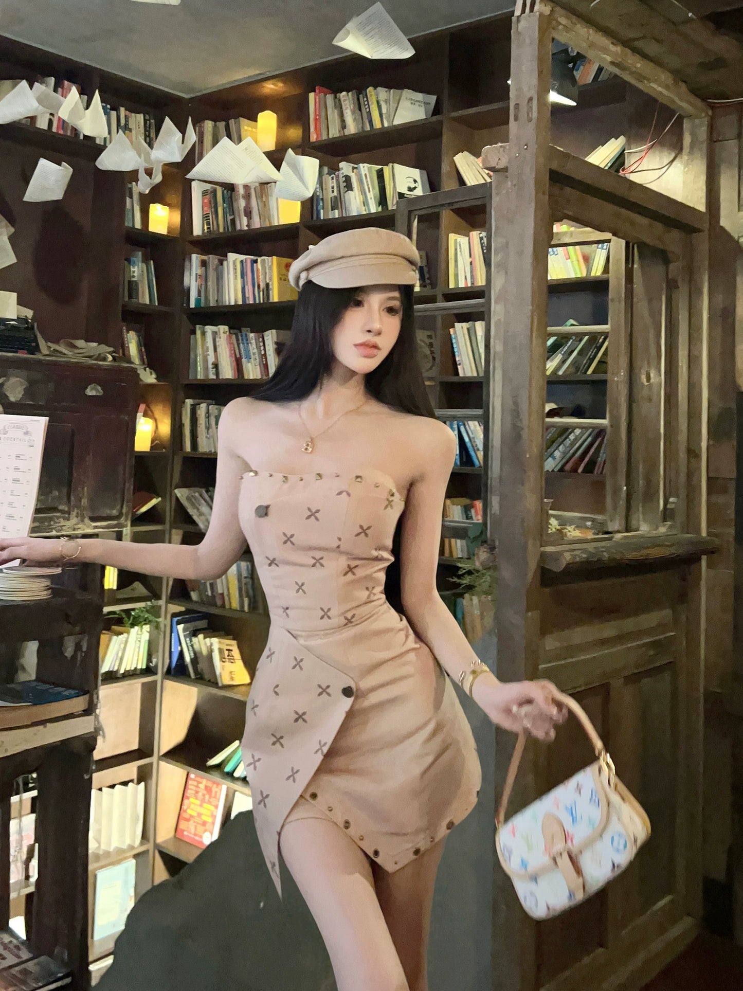 【25s Aug.】Sleeveless Strapless Floral Dress