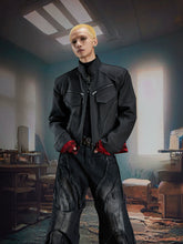 【25s Oct.】Dark Deconstructed Patchwork Leather Jacket