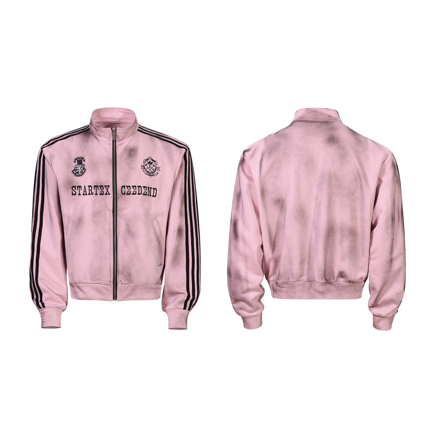 Dirty Pink Distressed Stand-up Collar Hoodie/Pants