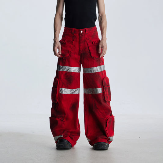 【25s Aug.】Street Dirty Dyed Multi-pocket Jeans