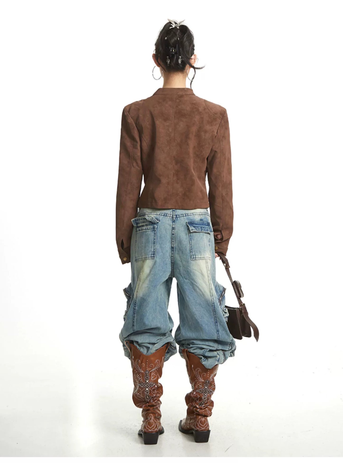 【25s Sep.】Vintage Brown Short Moto Jacket