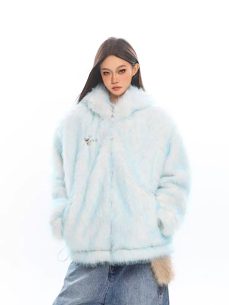 【25s Jan.】Light Blue Long-eared Rabbit Eco-friendly Fur Coat