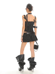 【25s Jul.】Strappy Tie-Up Wrap Skort Set