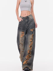 【25s Jul.】Wasteland Vintage Distressed Loose Wide Jeans