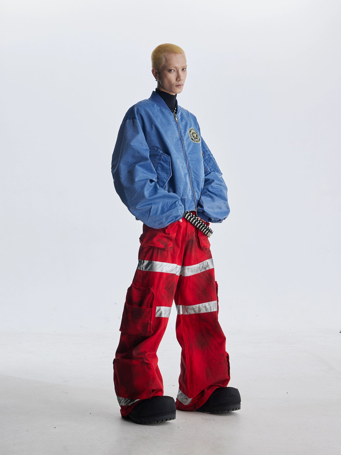 【25s Aug.】Distressed Washed Loose Bomber Jacket