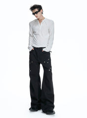 Rose Embroidered White Flared Jeans