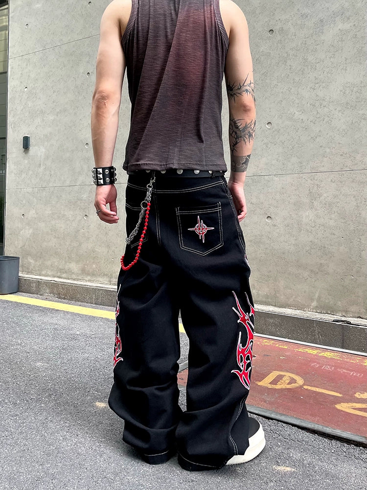 【25s Jun.】Vintage Thorn Embroidery Jeans