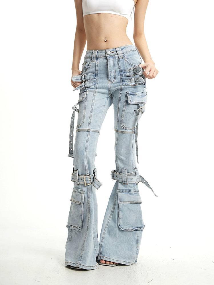 【25s Sep.】Light Blue Faded Flare Wide-Leg Jeans