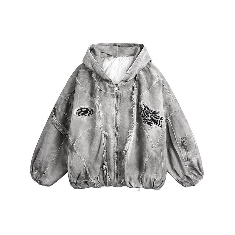 【25s Jul.】Mottled Distressed Striped Cotton Coat