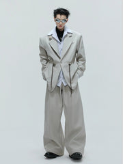 【25s Nov.】Drawstring Waist Padded Shoulder Suit/ Trousers
