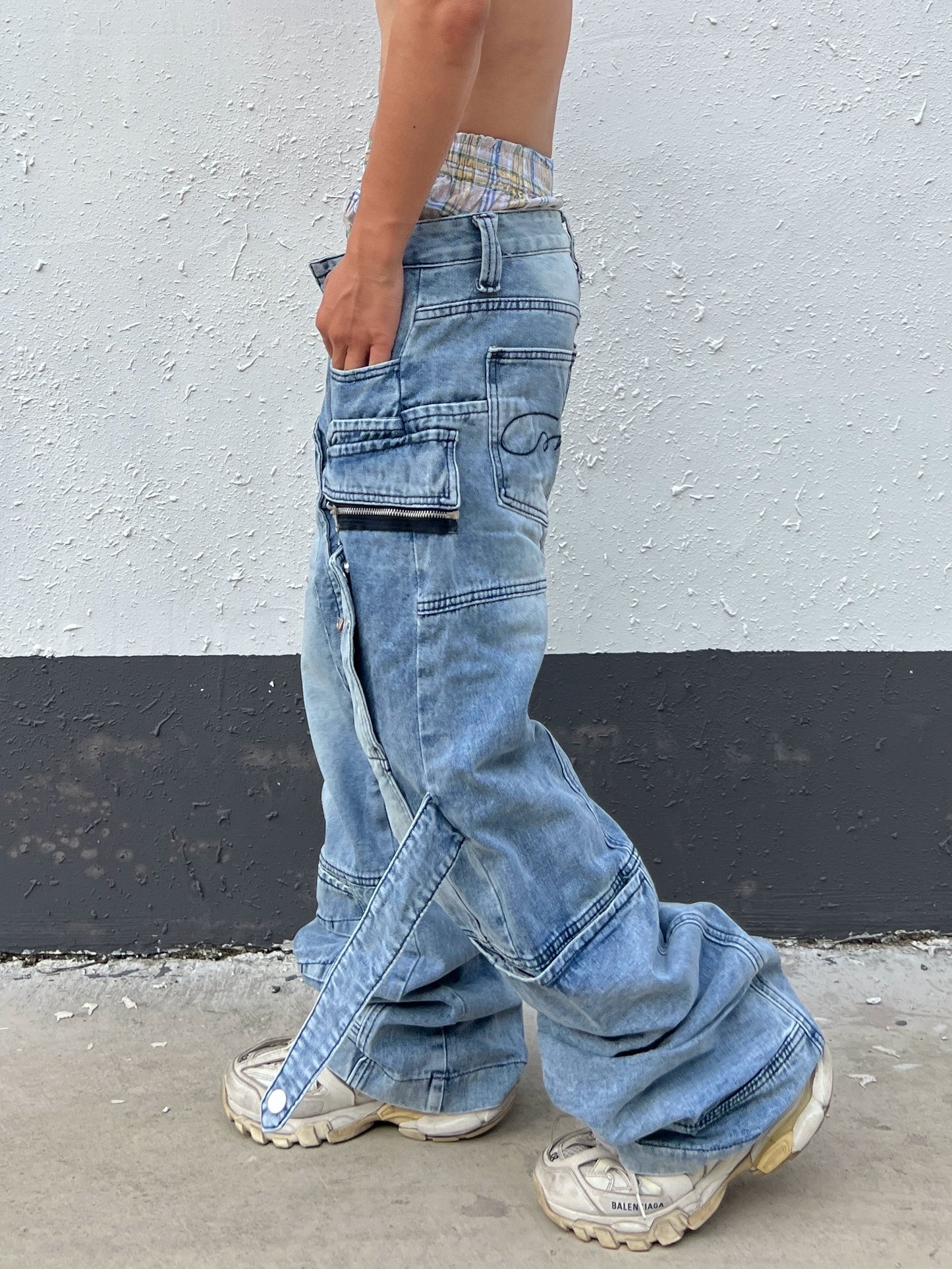 【25s Aug.】Deconstructed Heavy-Washed Patchwork Denim Jeans