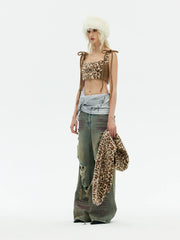 Leopard Print Embroidered Cute Vest