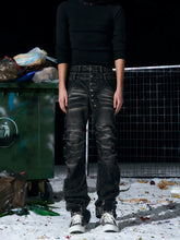 【26s Jan.】Bamboo-patterned Double-waisted Jeans