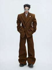 【25s Dec.】Haute Couture Tailored Wool Suit Jacket/ Trousers