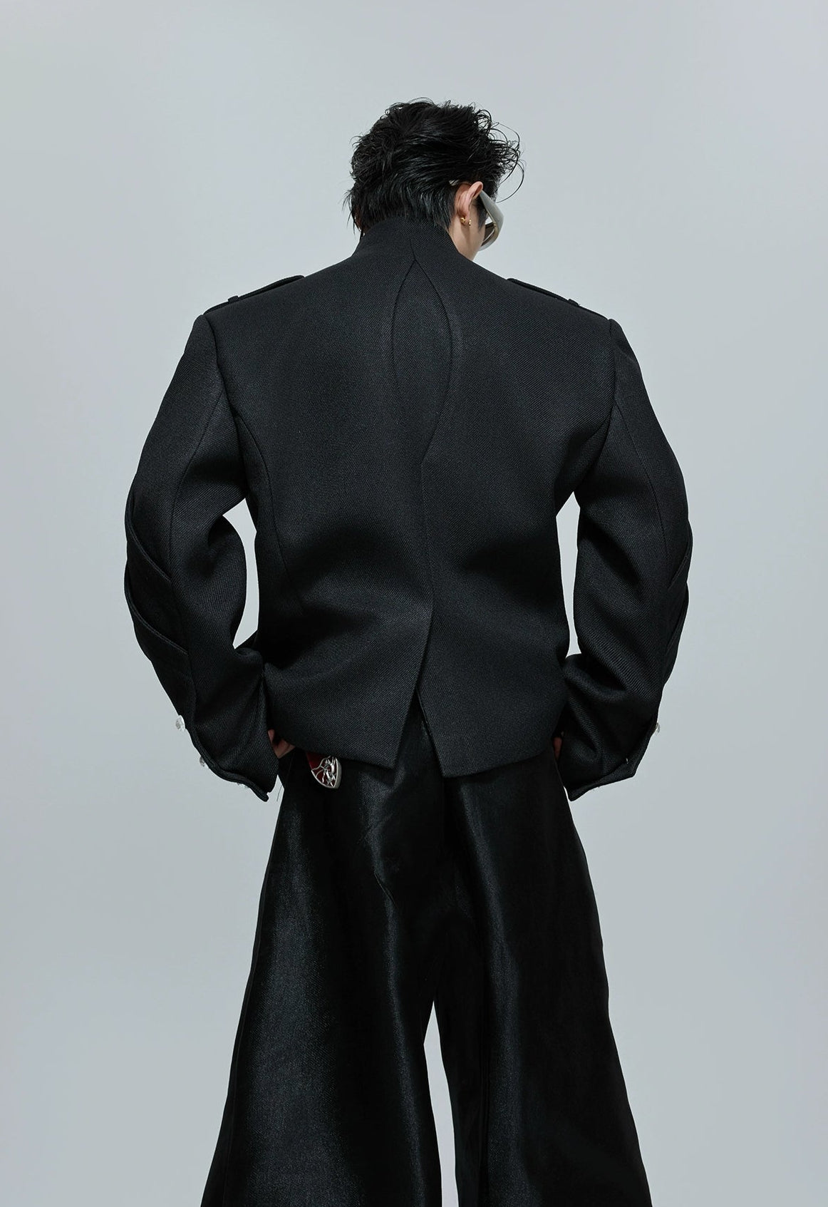 Stand-up Collar Stacked Panel Blazer
