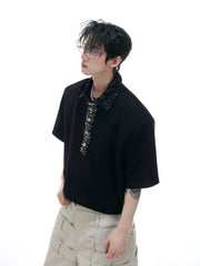 【25s Jun.】Sequined Safety Pin Polo Shirt T-shirt