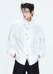 【26s May】Linen Blend Layered Studded Embroidered Shirt