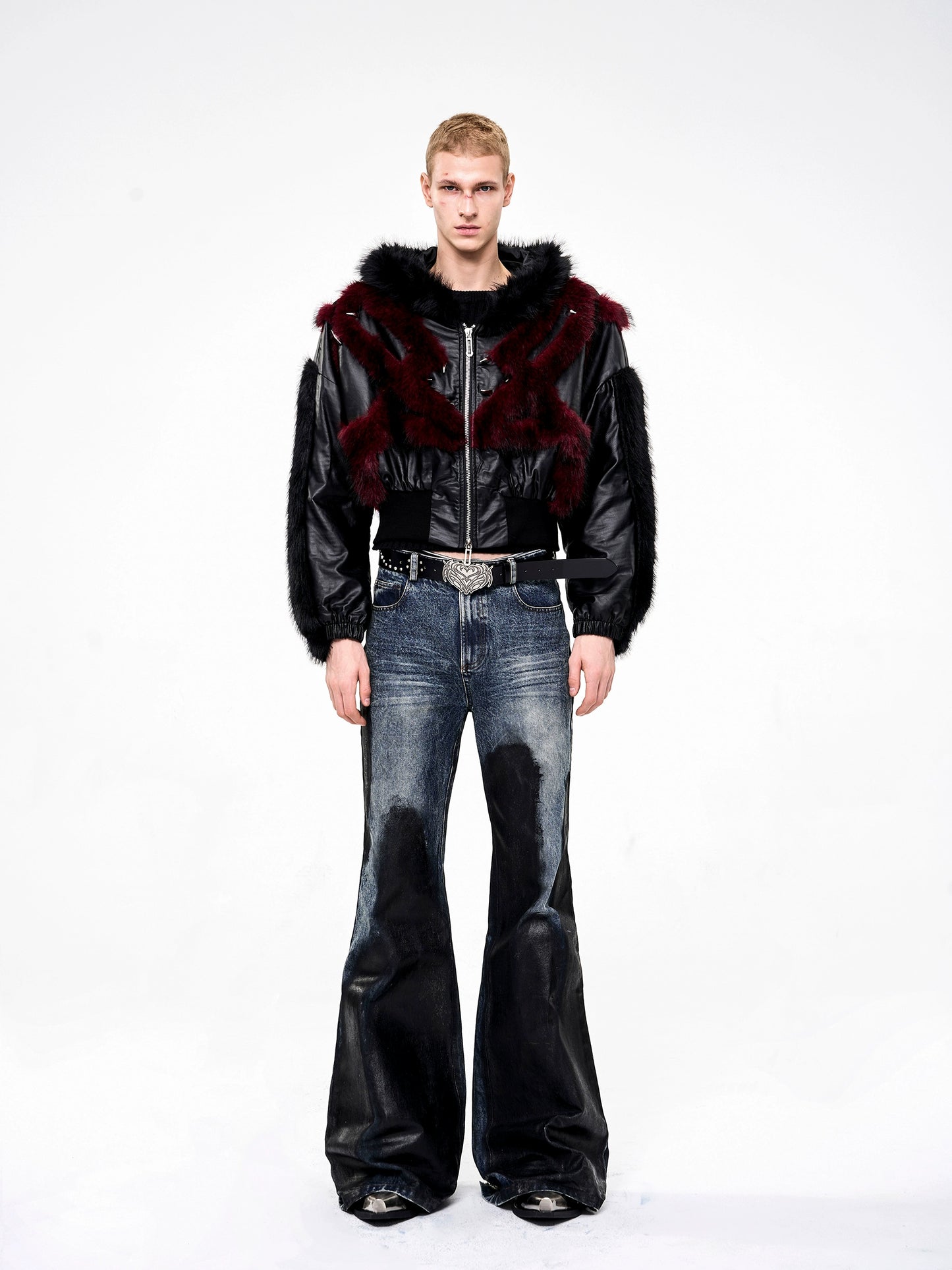 【25s Oct.】Studded Faux Fur Hooded Jacket
