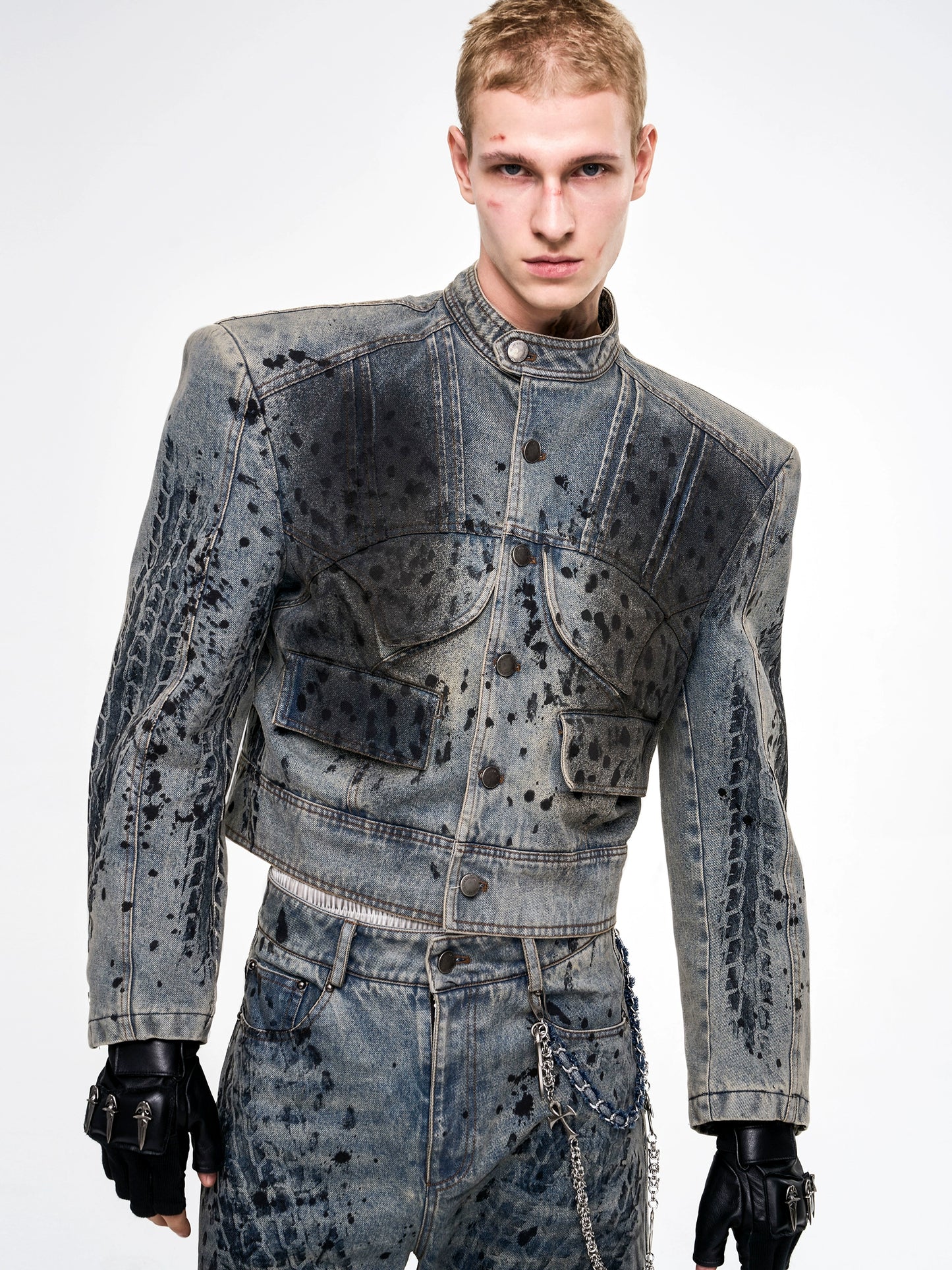 Ink-sprayed Distressed Jacket