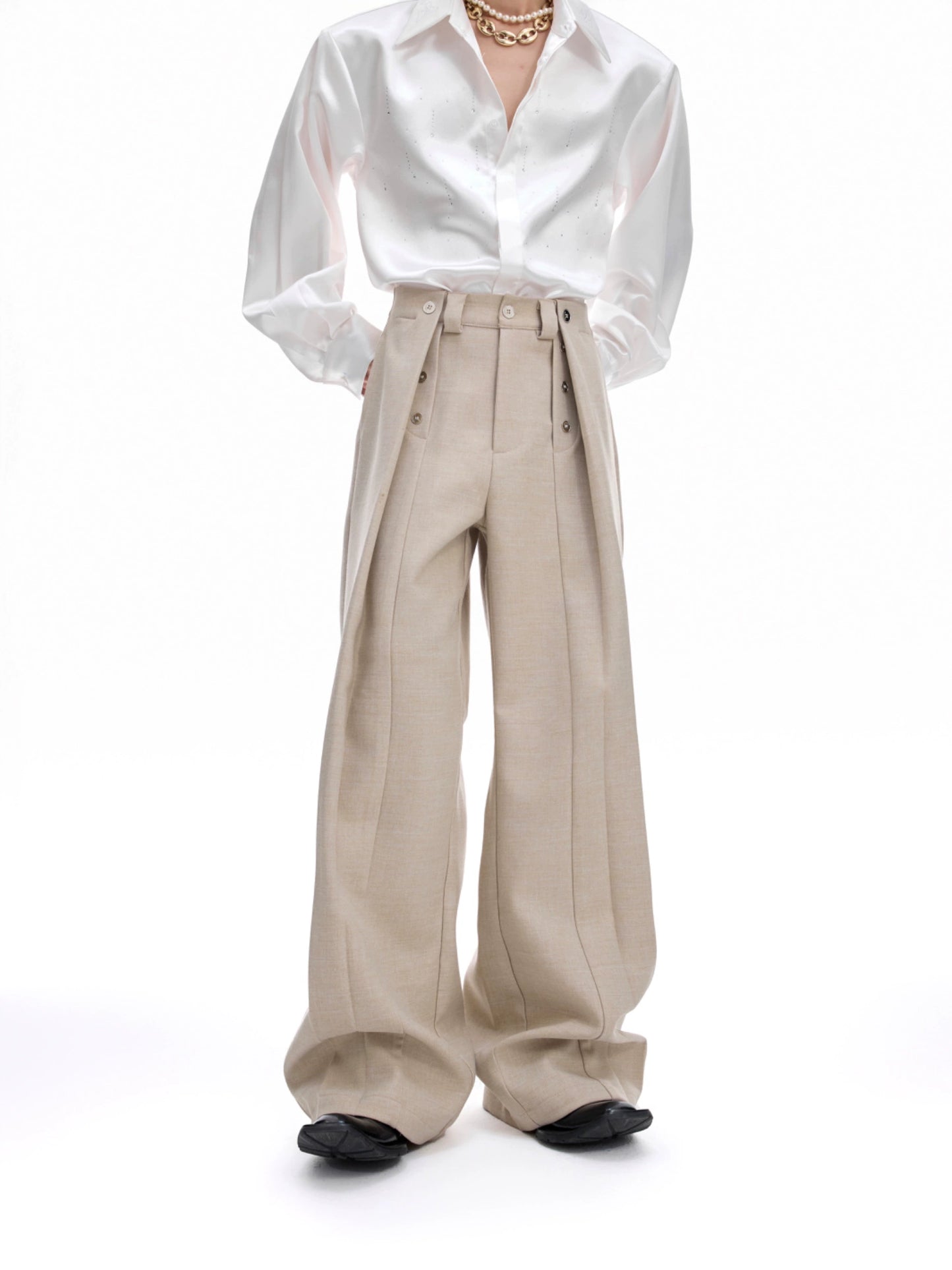 【25s Aug.】Deconstructed Pleated Relaxed-Fit Trousers