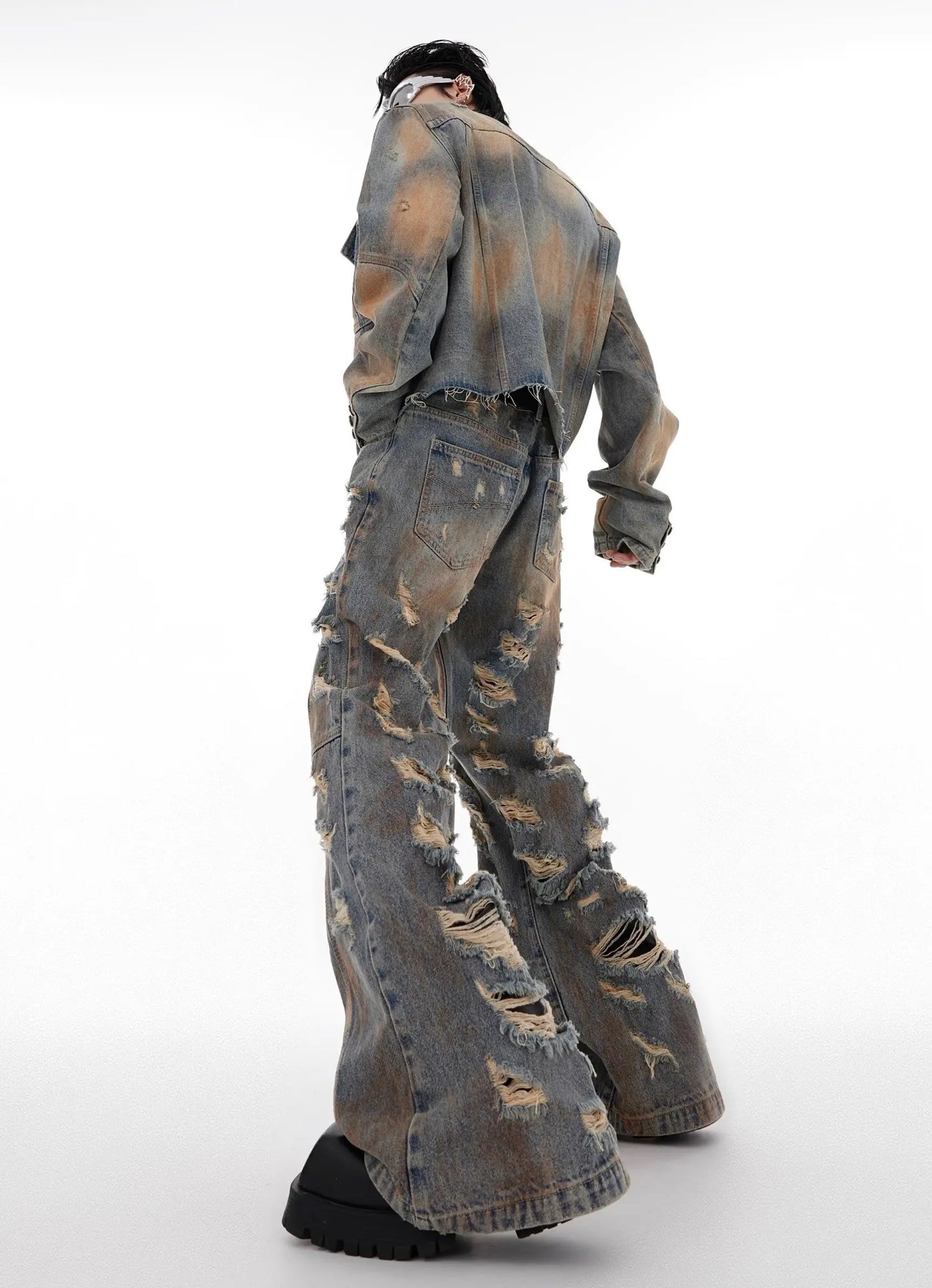 【23s August.】Distressed Denim Jacket Ripped Jeans ArtsKoreanMan