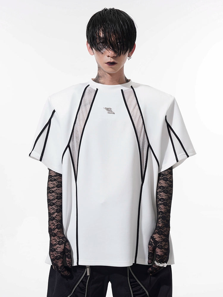 【25s May.】Mesh Hollow Stitching T-shirt
