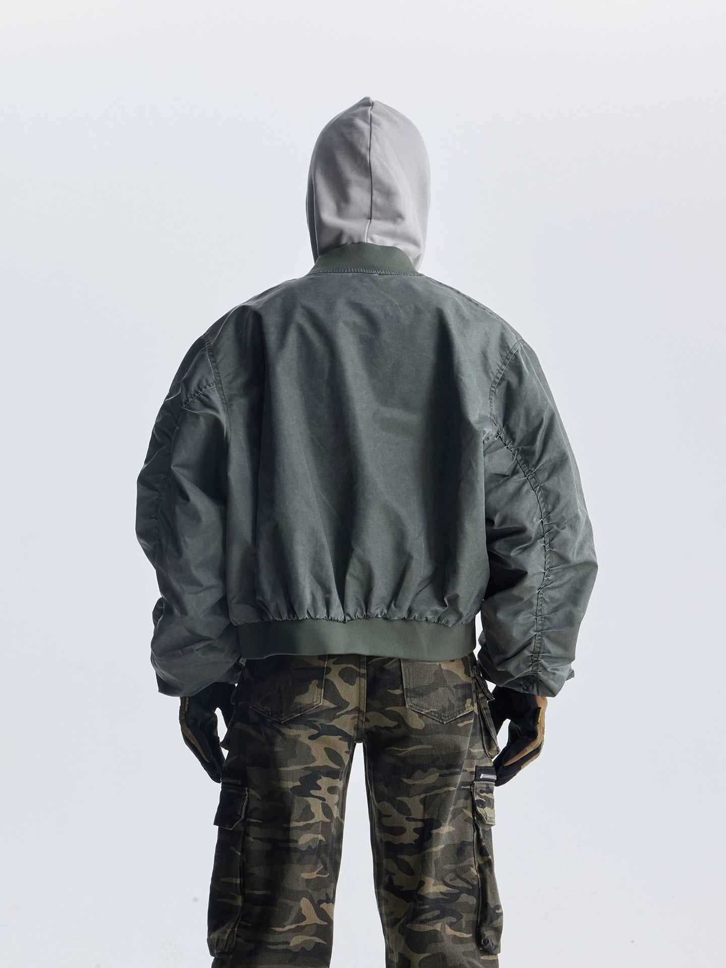【25s Aug.】Distressed Washed Loose Bomber Jacket