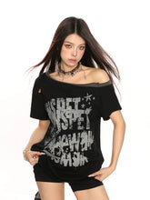 【26s Jan.】Y2K Punk Graffiti One-Shoulder Tee