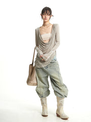 【25s Sep.】Draped Sheer Lightweight Fitted T-Shirt