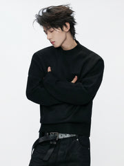 Wool Blend Ribbed Knit Sweater