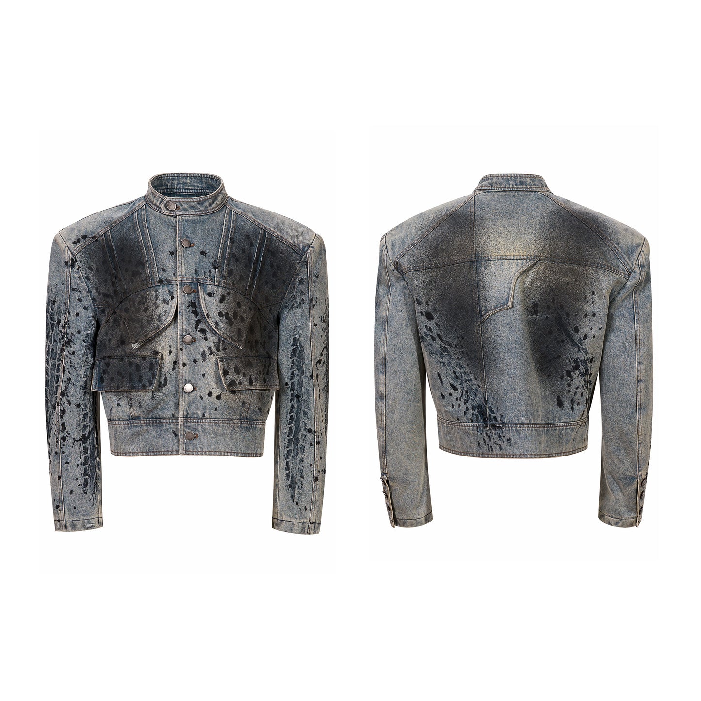 Ink-sprayed Distressed Jacket