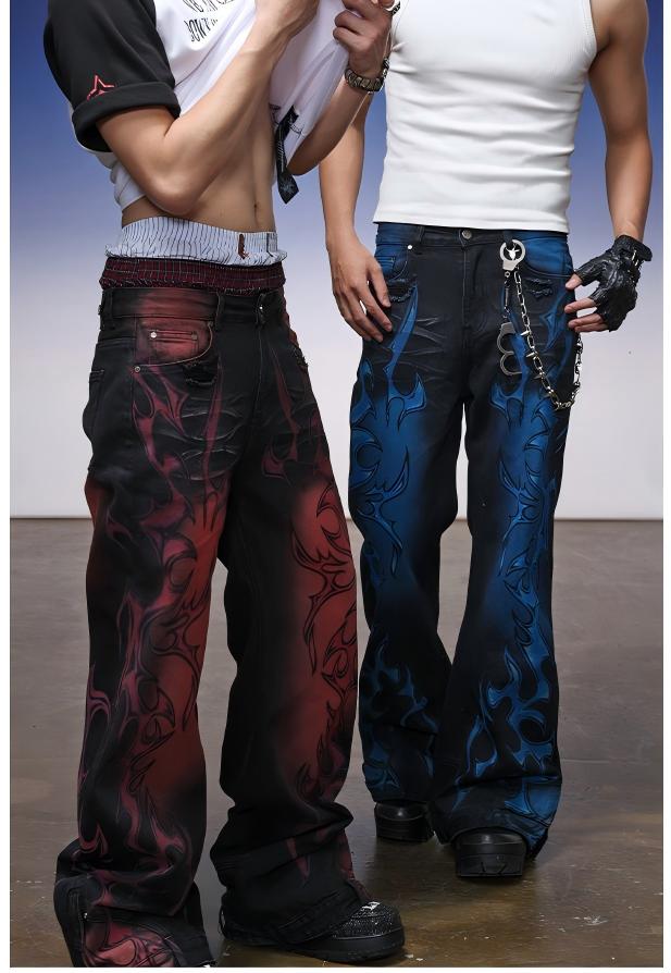 【25s Jul.】Flame Gradient Straight Jeans
