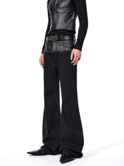 【25s Sep.】High Street Paneled Leather Bootcut Jeans